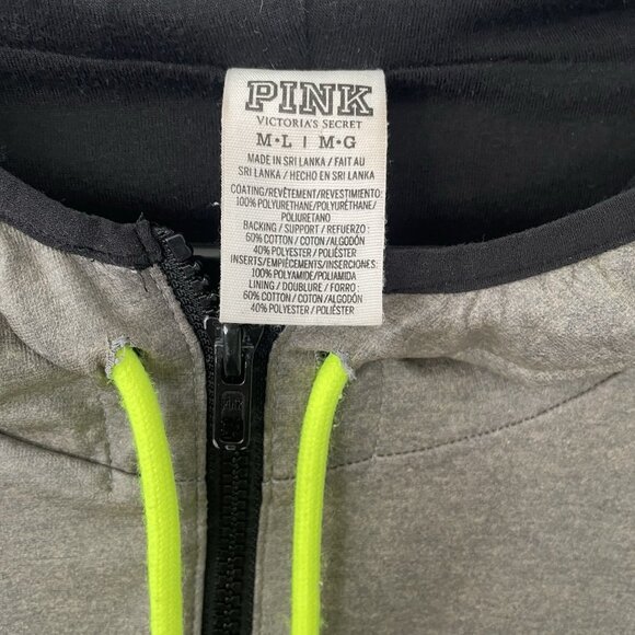 Pink Women’s M/L Victoria’s Secret Zip Hoodie Jacket Windbreaker Neon Yellow - Picture 2 of 12